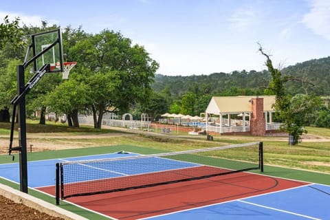 Outdoor fun awaits on our regulation size pickleball court or 3-point basketball court.