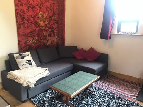 Sofa downstairs, can also be a bed