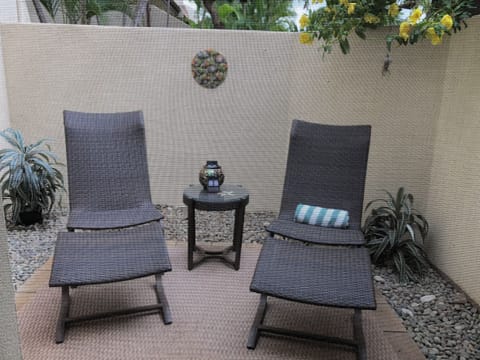 Private lanai off the bedroom. Enjoy your coffee, read a book, enjoy quiet time.