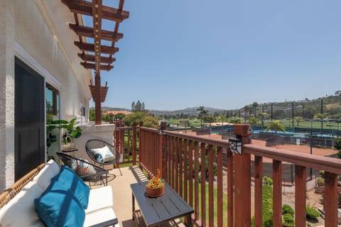 Patio has beautiful views of the golf course and tennis courts.
