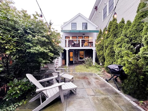 Exterior courtyard area behind the home. 