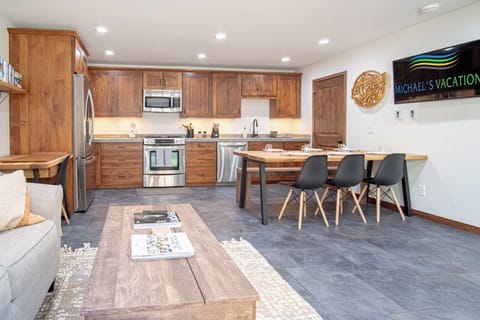 Open plan living, kitchen, dining and workspace