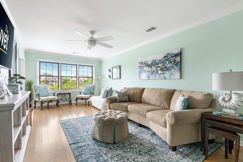 Spacious Living Room with Smart TV