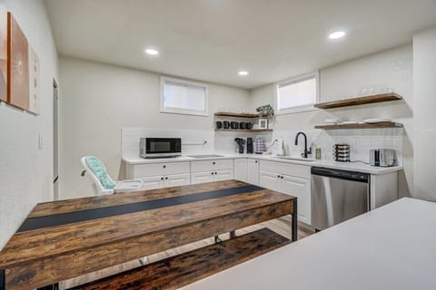 We have a fully equipped kitchen. Along with many other products and appliances, we also offer a refrigerator, microwave, coffee machine, and more!
