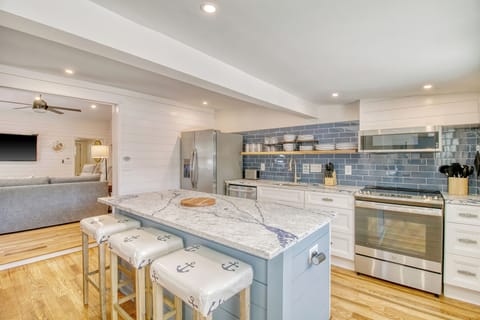 Another view of the kitchen that leads into in the living space.