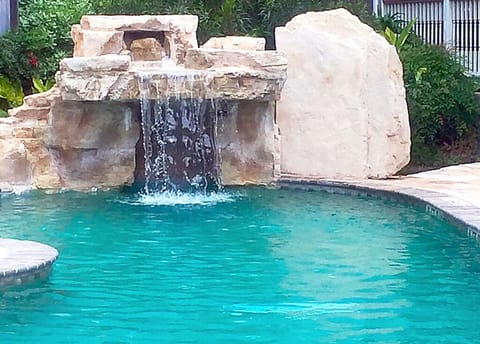 Listen to the fountain water flow from the patio.