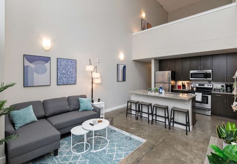 Living area and kitchen