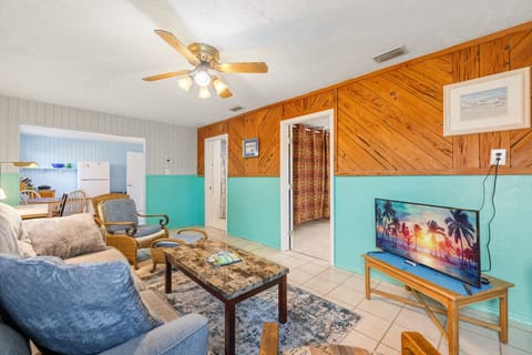 Living room looking into the kitchen area