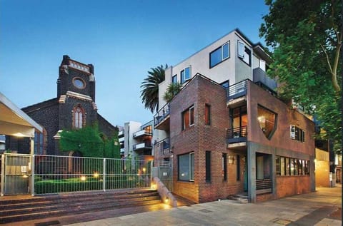 The apartment is part of a historic landmark complex.
