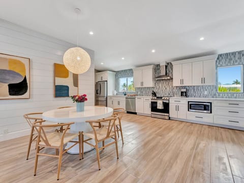 Spacious dining and kitchen setup