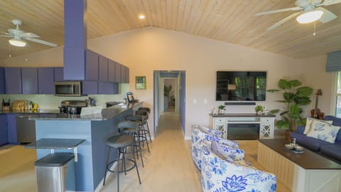 View of living room/kitchen/hallway