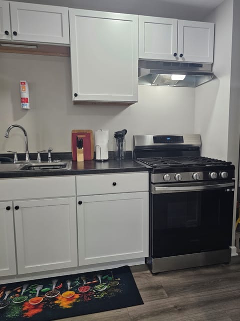 Kitchen with Keurig coffee machine. 
