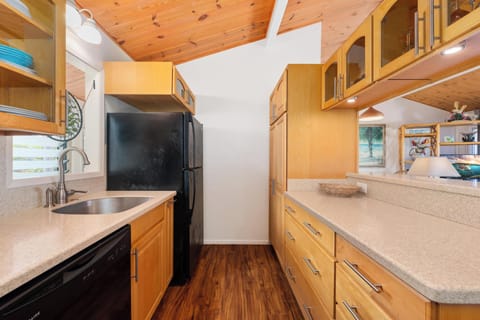 Kitchen with dishwasher for guest use