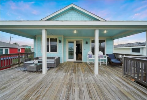 Front of house with large deck