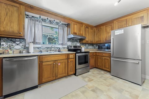 Kitchen with stainless steel appliances