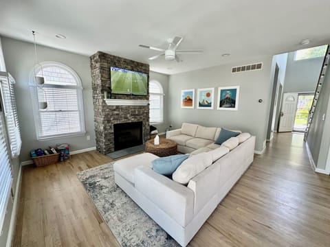 Living Room with TV and gas fireplace
