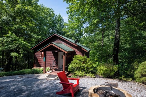 Relax at this cozy cabin featuring a private porch and an outdoor fire pit.