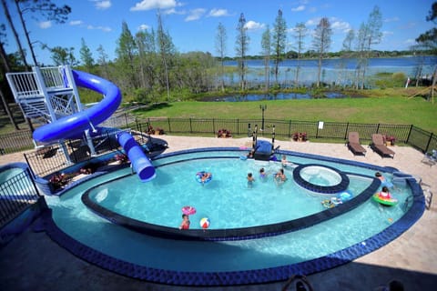 The "GO FISH!" pool & lazy river has a superfast waterslide!