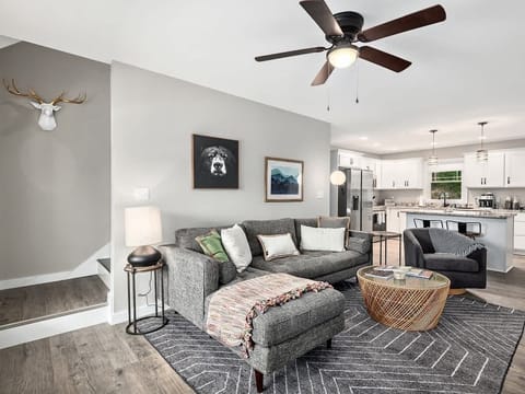 Living room looking towards the kitchen.