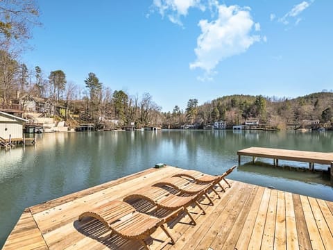 View from the lounging deck over the water with great seating for relaxing.