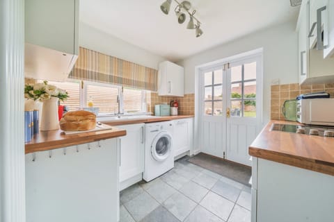 kitchen with door to garden