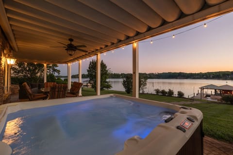 Soak in the hot tub with a glass of win while watching the sunset!