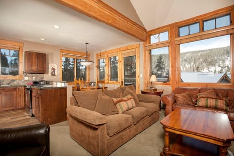 Kick back your feet and relax in the cozy living area.