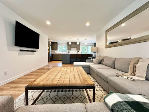 Main floor open concept kitchen and living room area