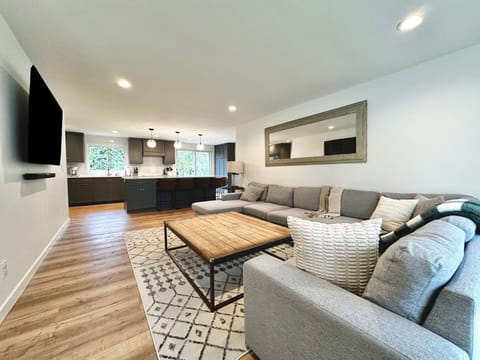 Main floor open concept kitchen and living room area