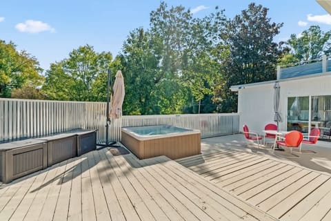 Unwind in your private hot tub under the stars—perfect for a peaceful evening after a day of exploring