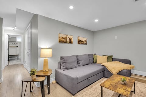 This spacious apartment has a fully equipped kitchen and a bright living room.