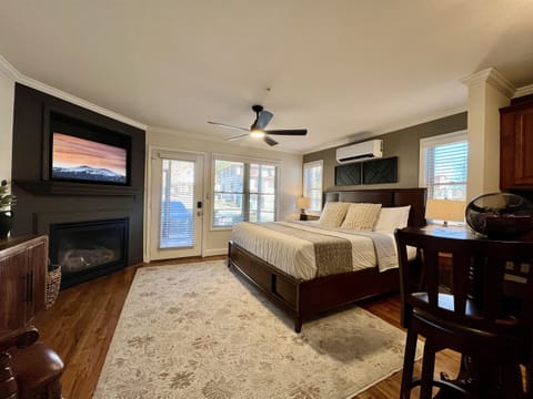King Bed Studio with Fireplace, Large Screen TV, and Private Screened in Porch