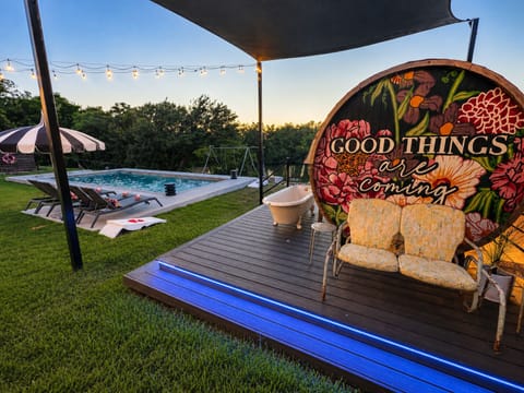 Good Things pool deck at sunset, Lake Granbury Texas
