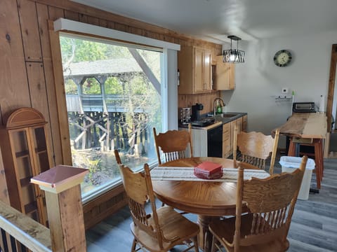Kitchen Table that has a leaf for more space.