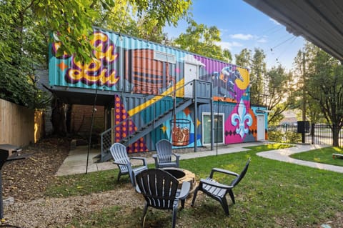 Backyard: Kick back, play, and laugh under the open sky — this colorful backyard is made for cookouts and casual hangouts.
