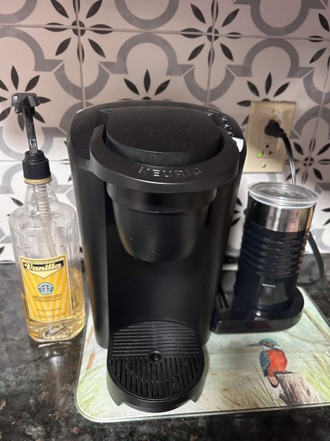Keurig coffeemaker with frother. Bring your own pods or use the universal pod.