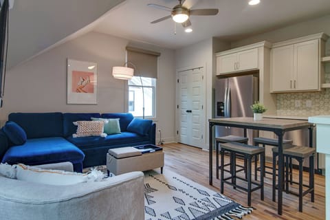 The main living space is thoughtfully curated for you extended stays.