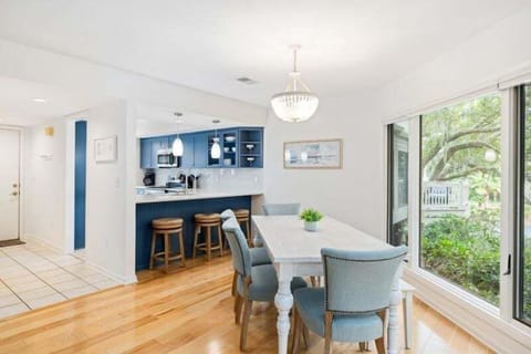 The dining area is open to the kitchen