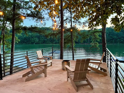 Patio with Fire Put and Lake View