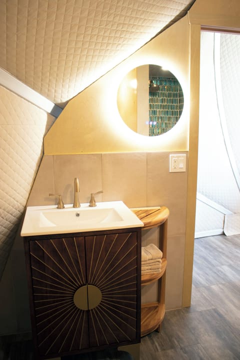 Blue Aster's sink and lighted mirror