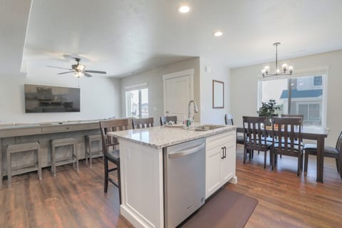 Kitchen, Living Room, & Dining Room