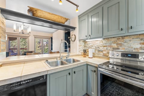Kitchen with stainless steel appliances