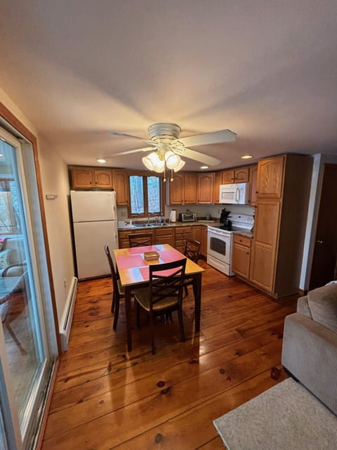 Kitchen space also offers dining