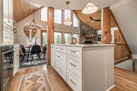 The well appointed kitchen offers ample counter space...