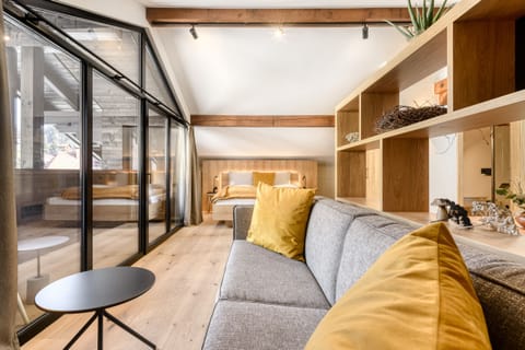 Münsterhaus in Schruns, holiday home, main bedroom living and dining area, balcony