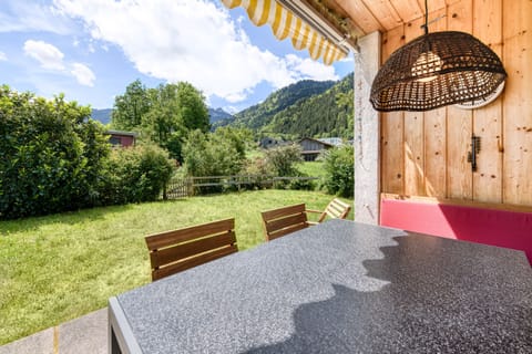 Terrace of the Haas holiday home in Vandans in Montafon.