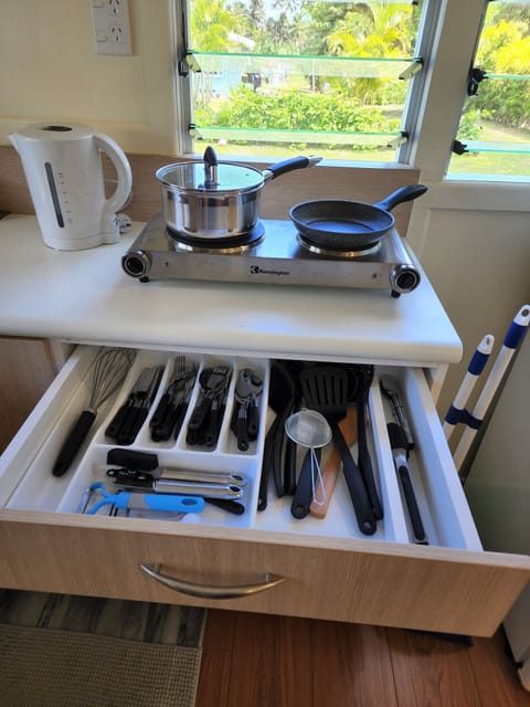 Kitchen utensils for you to use.