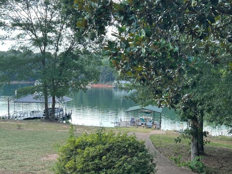 Lake access via sidewalk.