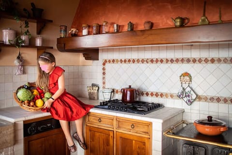 Luminous kitchen of the villa for rent in Tuscany