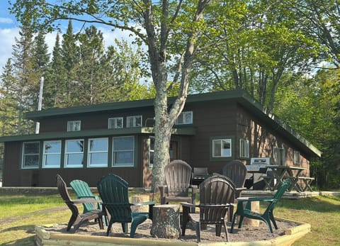 Lake home with fire pit